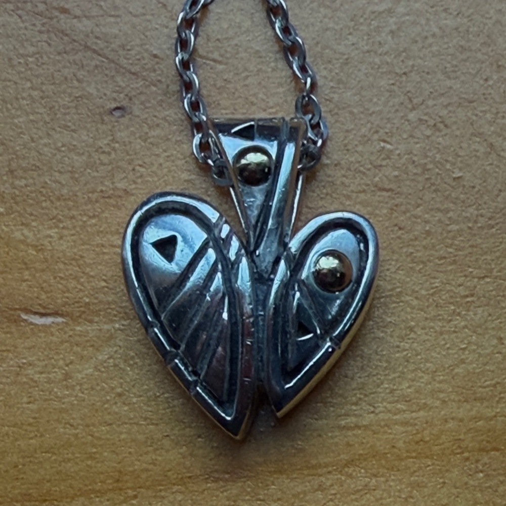 Elegant Silver and Gold Heart Pendant Necklace - Picture 6 of 6